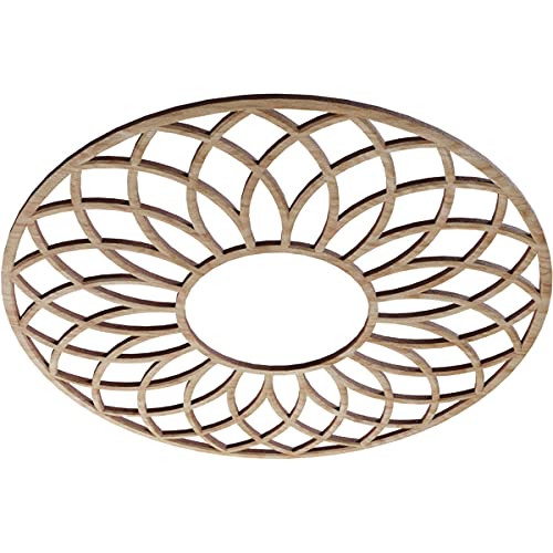 Image of Ekena Millwork 18 inchOD x 6 1 /8 inchID x 1 /4 inchT Cannes Wood Fretwork Pierced Ceiling Medallion, Red Oak