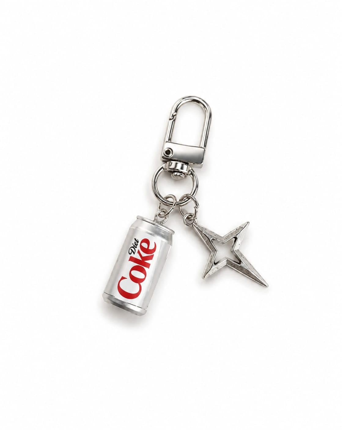 Diet Cokke Mini Can Keychain with Silver Star Charm, Novelty Bag Accessory-image-33