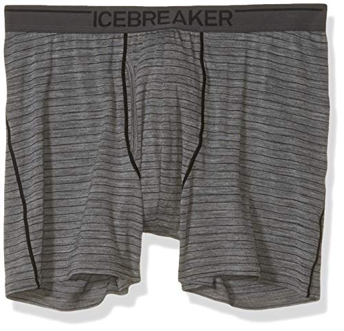 Icebreaker Merino Men's Anatomica W Fly Boxers, Large, Gritstone HTHR Stripe