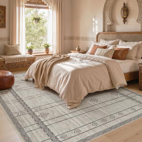 Image of cotiled 6x9 Area Rugs for Living Room: Boho Washable Rug for Dining Room