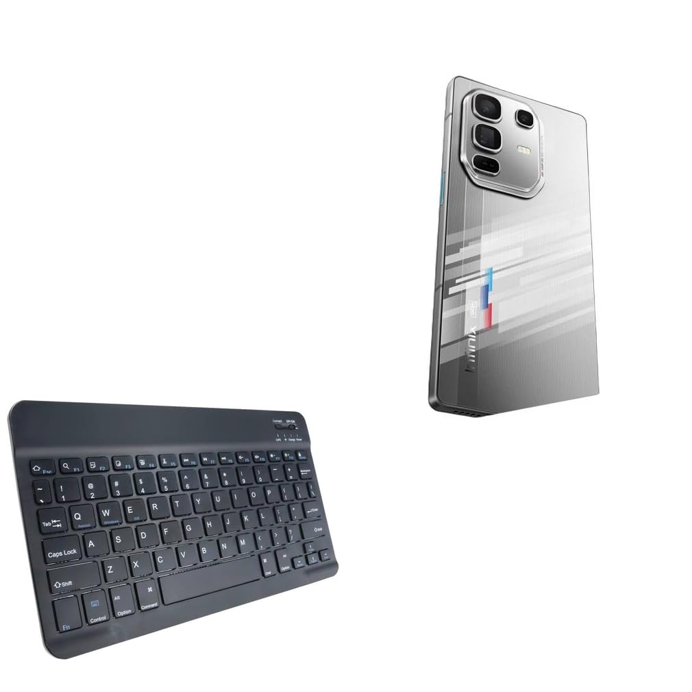 BoxWave Keyboard Compatible with Infinix Note 50 Pro+ 5G - SlimKeys Bluetooth Keyboard, Portable Thin with Chiclet-Style Keys - Jet Black