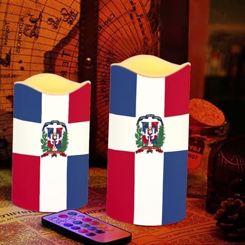 Image of 250th Anniversary Flameless Candles Plaid Pattern LED Battery Operated Remote Control Red White Blue Flickering Patriotic Decor for Independence Day Home Outdoor, 4 Pack