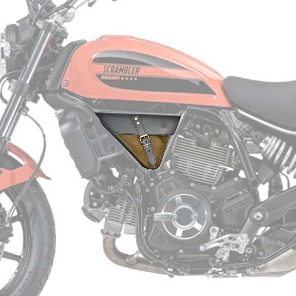 Borsa Laterale Borsello da Telaio Verde e Nero in Pelle e Cotone Cerato per DUCATI SCRAMBLER (Green Black) - EX MOTO