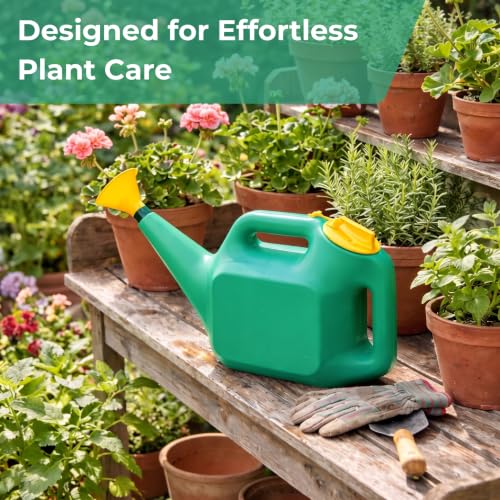 Image of 10 Litre Watering Can for Plants | Heavy Duty Plastic Garden Water Can with Long Spout | Indoor & Outdoor Gardening, Balcony, Home, Nursery (Green)