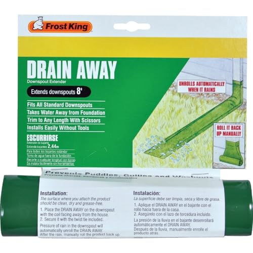 Frost King DE200 Standard Plastic Drain Away Downspout Extender Extends 8-Feet Green