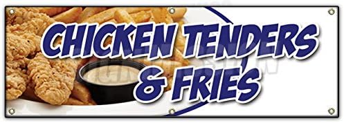 72" pollo TENDERS & Fries Banner Sign Fried Hot Fresh Crispy Special Food
