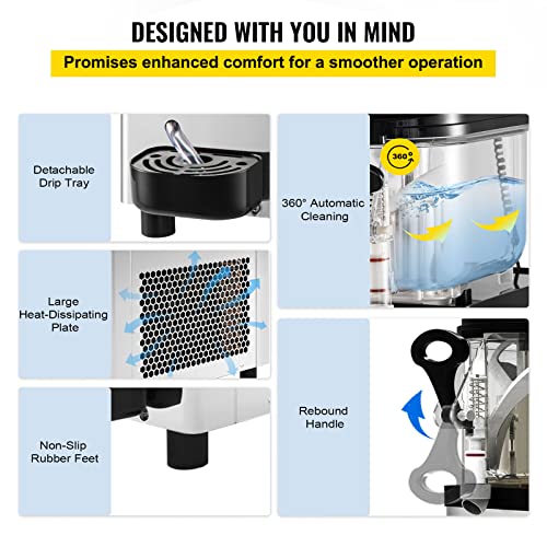 VEVOR Kommerzielle Slushy-Maschine, 6L Tassen Einzelschüssel Slush Ice Maschine, 300W 220V, Edelstahl Margarita Smoothie Frozen Drink Maker, Slushie Maschine für Supermärkte, Cafés, Restaurants, Bars – Bild 7