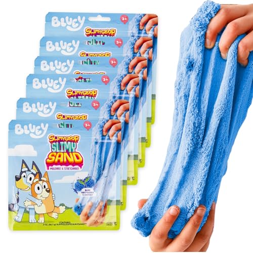 Bluey SlimySand Party Pack, 6-Pack, Blue Raspberry Scented, Reuseable Play Sand, Sensory Sand Bags, Party Favors, Toddler Activities, Bluey Birthday Supplies, Toys & Games