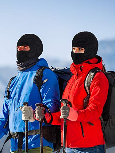 Willbond 2 Pieces 1-Hole Knitted Ski Full Face Covering, Adult Winter Balaclava Warm Knitted Full Face Covering For Outdoor Sports Black, 38 X 22 Cm/ 14.96 X 8.66 Inches (Black) #TOP6