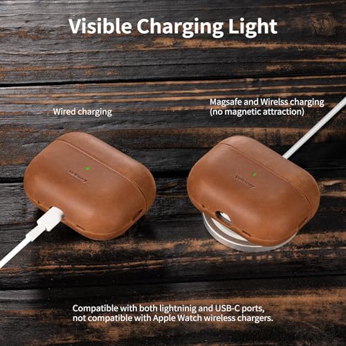 Protection AirPods Pro 2 cuir véritable Belemay étui de charge sans fil - 5
