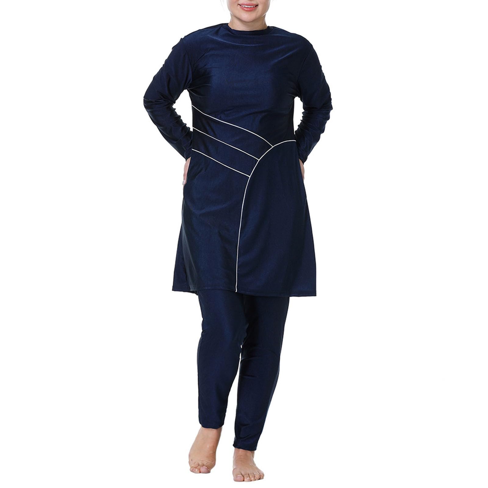 Maillot de bain musulman pour femme - Grande taille - Couverture complète - Burkini islamique - Manches longues - Maillot de bain conservateur avec hijab - Costume de natation arabe traditionnel