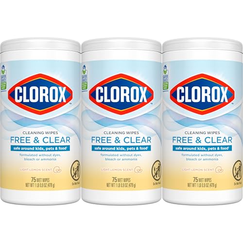Clorox Free & Clear Cleaning Wipes, Light Lemon Scent, 75 Count, 3 Pack - image 8