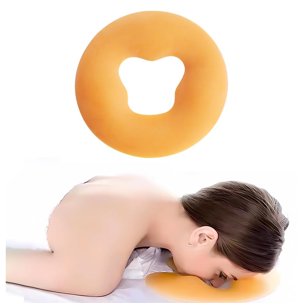 OULIGET Almohada de masaje facial de silicona, reposacabezas relajante para spa, cuidado de la piel, soporte para la cabeza de viaje, color amarillo