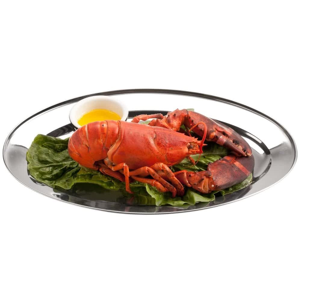 Dynore Stainless Steel Heavy Oval Serving Tray - Rice, Snacks & Starter Tray - Image 4 thumbnail