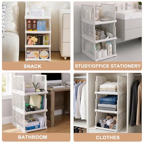 5er Set Neu Schrank Organizer Faltbar & Stapelbar Kleiderschrank Organizer Boxen, Ausziehbare Schublade, Platzsparende Aufbewahrungsbox aus Kunststoff – für Schrank, Bad, Küche & Büro Geeignet