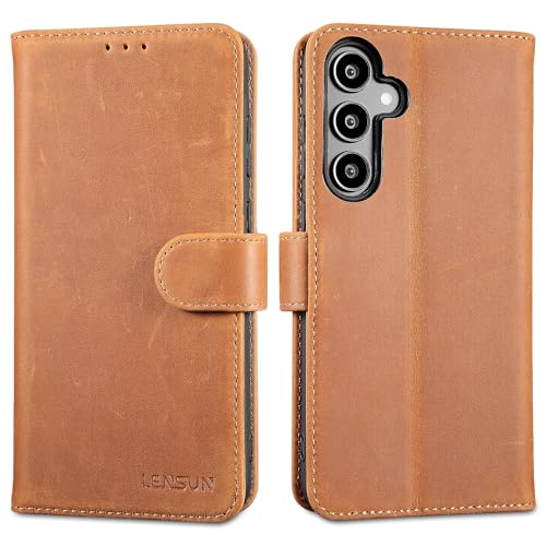 Étui Samsung Galaxy A35 5G anti-piratage RFID protection intégrale cuir véritable brun