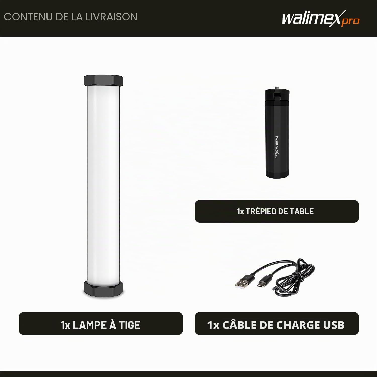 Walimex pro Bâton Lumineux Small M10, Lampe vidéo Bicolore, Spectre Complet RVB, Lampe vidéo magnétique, Lampe de Studio avec 9 Effets