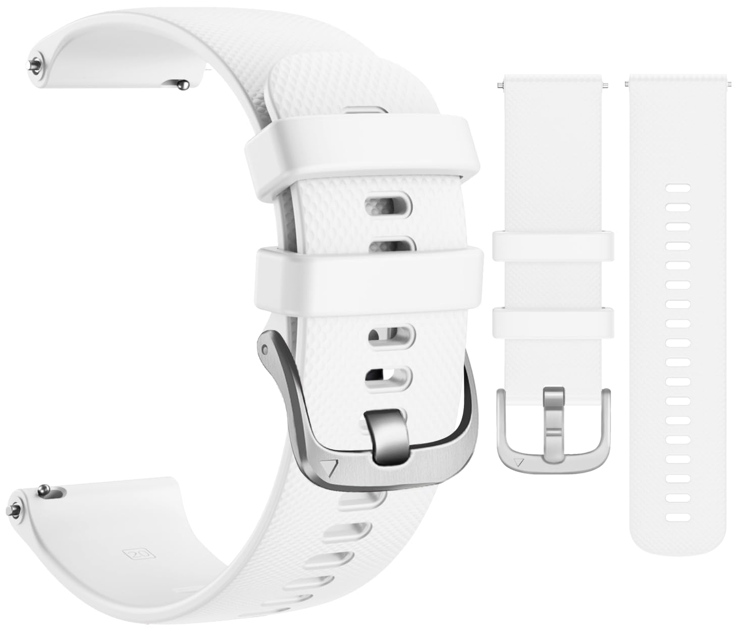 Wearable4U Silicon Wristband Strap 18mm QuickFix for Garmin Venu 2S (White+Silver Buckle)