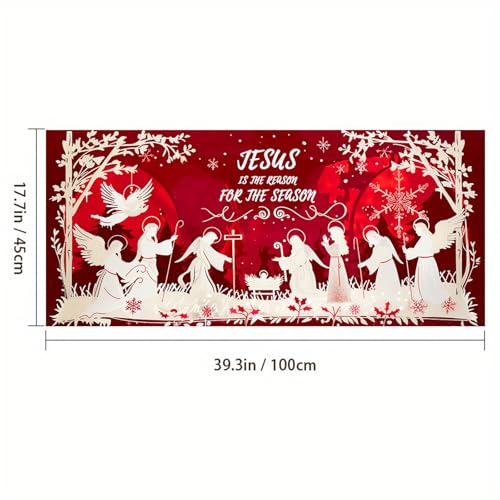 Película para ventana con escena navideña Jesús y ángeles 39.3×17.7 pulg miniatura 3