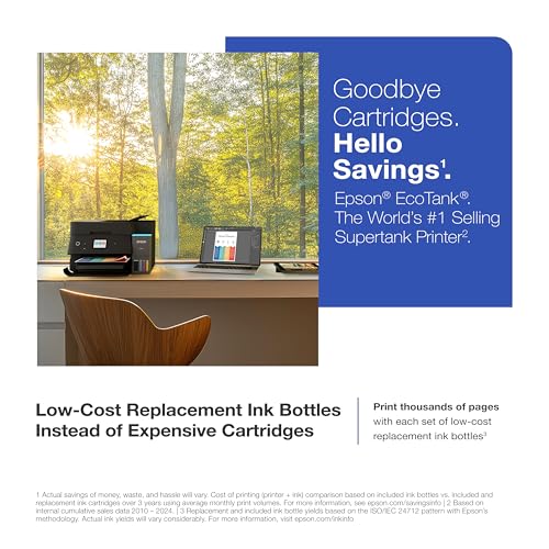 epson ecotank et-4950 wireless all-in-one color supertank printer with up to 3 years of ink refillable tanks perfect for home 18 ppm 2434 color touchscreen auto document feeder  black