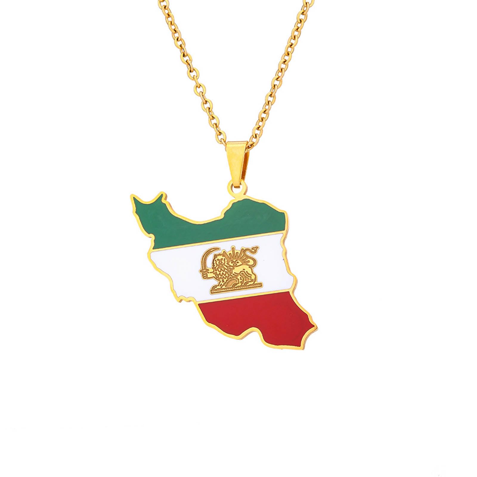 Iran Flag Charm Necklace Exquisite Map Pendant Neckchains Fashionable Collarbone Chain Neck Jewerly For Women Men Couple