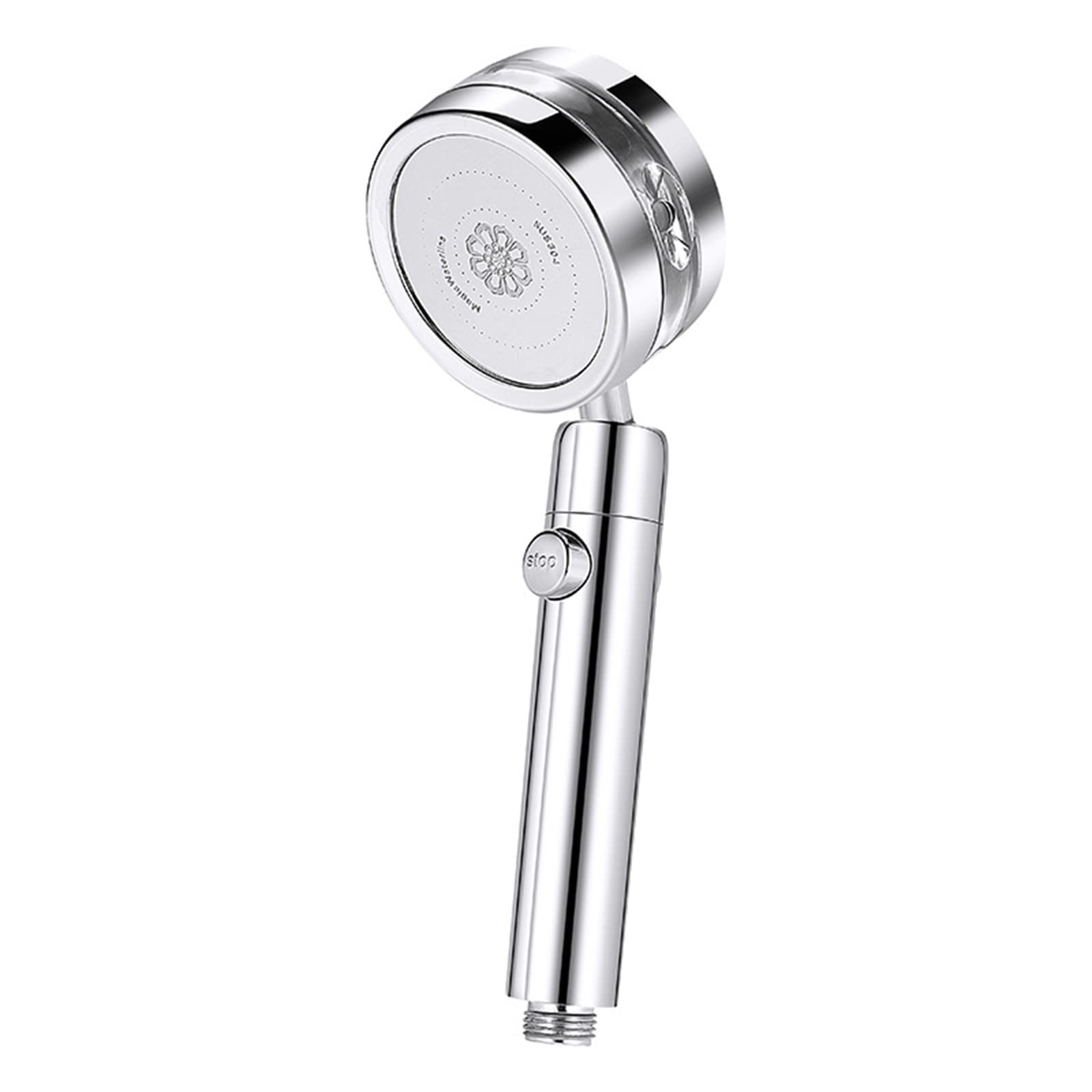 CHUANGRUN Handheld Turbo Shower Head, High Pressure Shower Spray with Powerful Fan, Left and Right 360° Up and Down 50° Adjustment, with One-touch Stop Button, G1/2" Interface