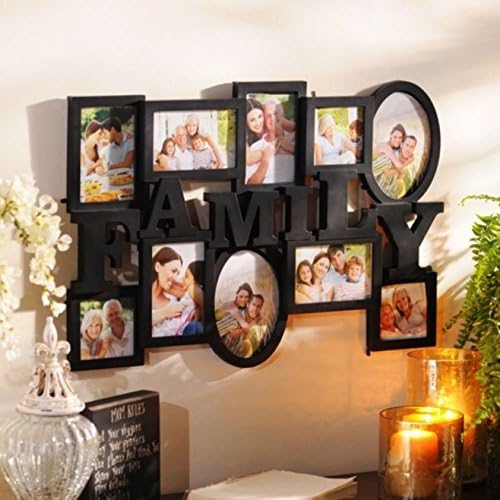10-opening Decorative Plastic "Family" Collage Wall Hanging Picture Frame
