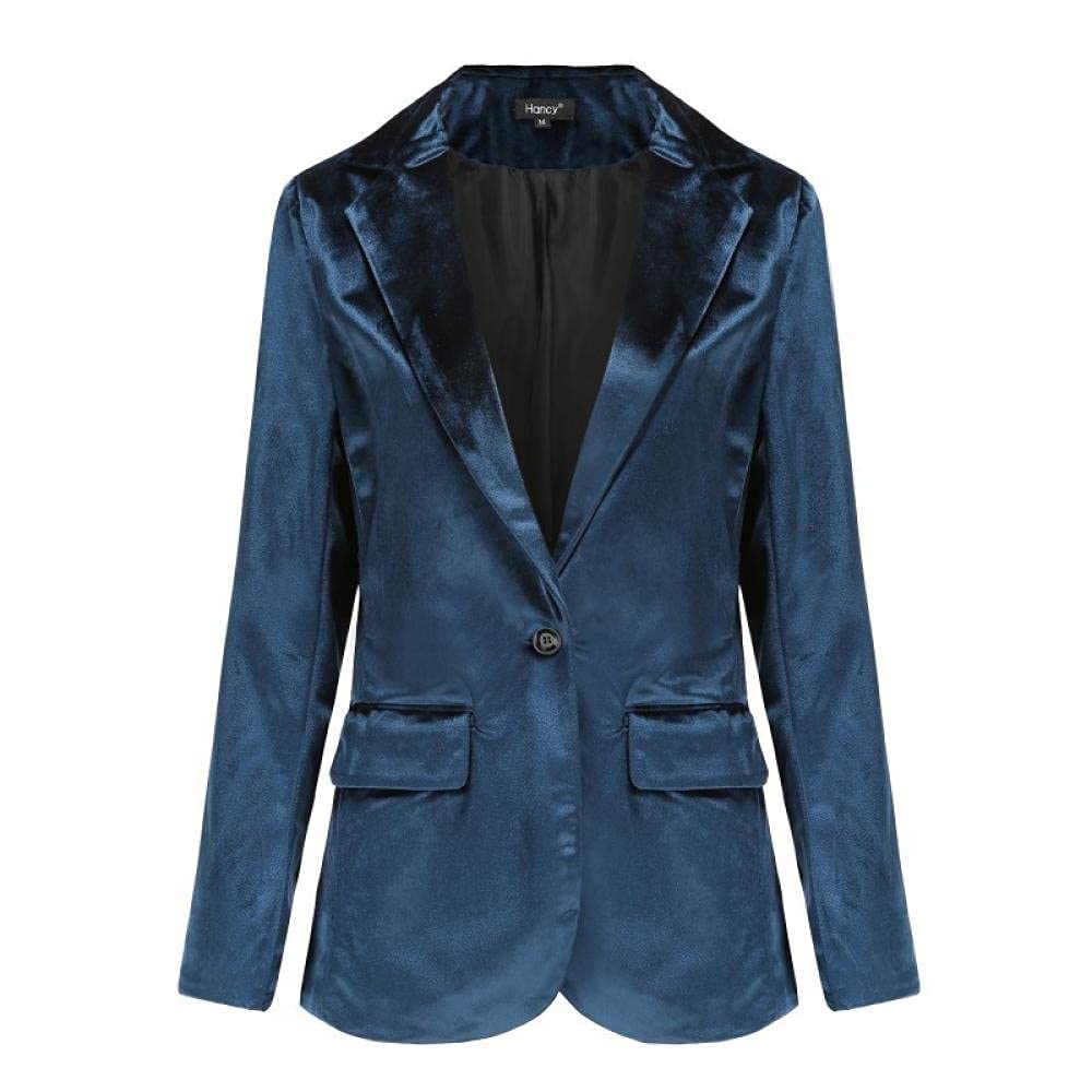Blazer Damen,Herbst- Und Wintersamt Plus Größe EIN-Knopf Freizeitanzugjacke, XL