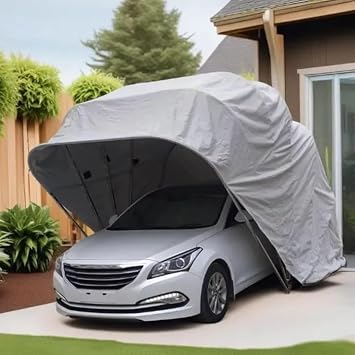 Rettable Carport All Weather Heavy Duty Carport Mobile Portable Garage Folding Car Tent Snow Tent Car Cover For Outdoor dark grey 19.6 * 8.2 * 8.2ft
