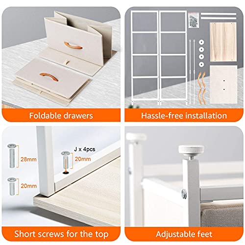 COSYLAND Commode smalle kast met 4 laden van stof opbergtoren, stabiel meubilair voor slaapkamer badkamer… - Image 7