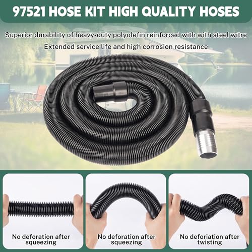 Image of 97521 28 FT RV Macerator Hose Kit(9FT Collapsed), 1-1 /2 Inch Retractable RV Sewer Hose for Thetford Sani-Con Turbo 400S 500S 600S 700S, Waste Water Sewage Hose with Quick-Connect Fittings