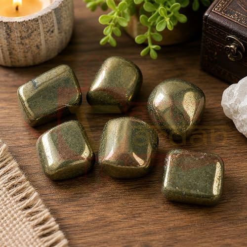 Image of Crystal Pyrite Tumble Stone | 50 gm Tumbled Gemstones | Reiki Healing Stones | Home Decor Pebbles | Aquarium Gravel | Garden & Table Decor