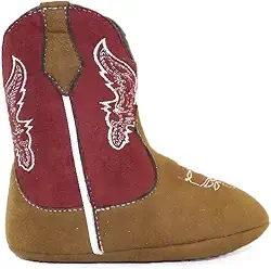 Bota Texana Bebê Unissex em Tecido Bordô Bordada Confortável Linha Kapell Baby