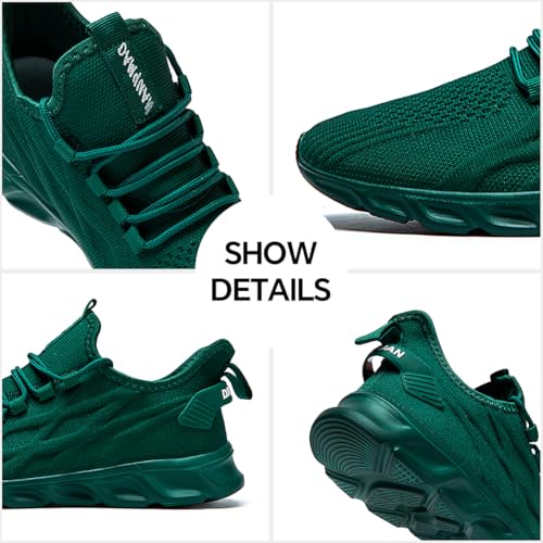 GLYGML Women's Walking Shoes Slip On Tennis Running Shoes Lightweight Women Sneakers Non Slip Comfortable Gym Workout Shoes Mesh Breathable Casual Shoes Dark_Green US 8.5