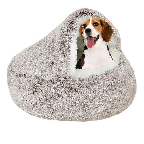 YIGAARUI Calming Dog Bed Fluffy Plush Pet Bed under 10kg,Large Cave Dog Bed Washable Non-Slip Cat Nest Pod Windproof,Cozy Indoor Cave Bed For Kitten Dog Non-slip Bottom (color