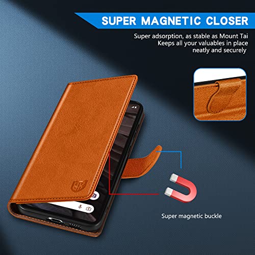 Image of ZZXX for Google Pixel 7a Wallet Case Magnetic Closure 6.1 inch,Brown