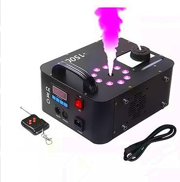 1500W Top Spray Smoke Machine with Air Column and 24 7 Color Effects LED Stage Lighting Effects Auto Control Fog Machine Perfect for Wedding/Christmas/Halloween/Small Stage/Theater/Bar/DJ