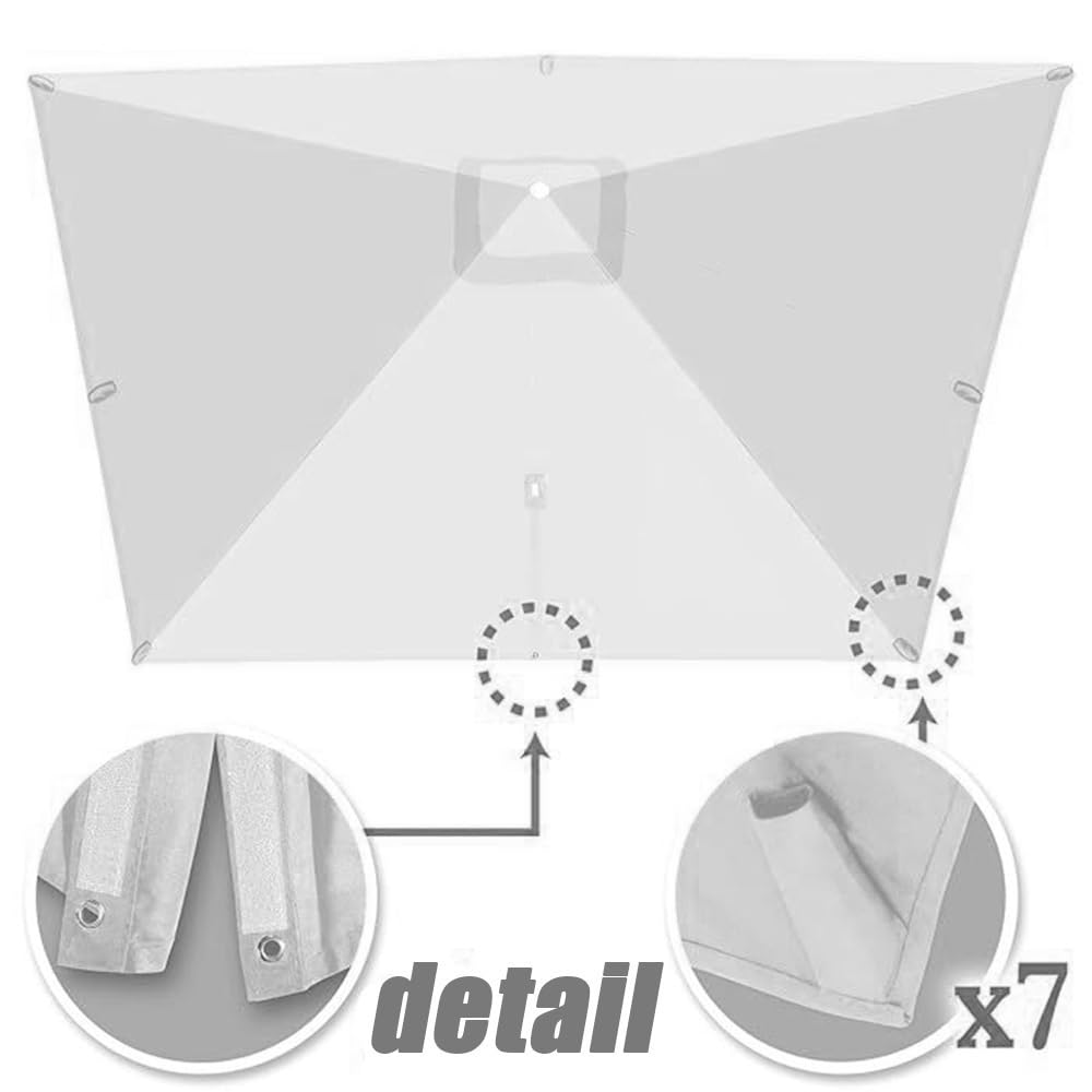Duży prostokątny parasol tarasowy, zapasowy baldachim 250 x 250 cm, 300 x 300 cm, 400 x 300 cm, ochrona przed promieniowaniem UV, pokrowiec z tkaniny do użytku na zewnątrz, do ogrodu (bordowy, 20 x 20