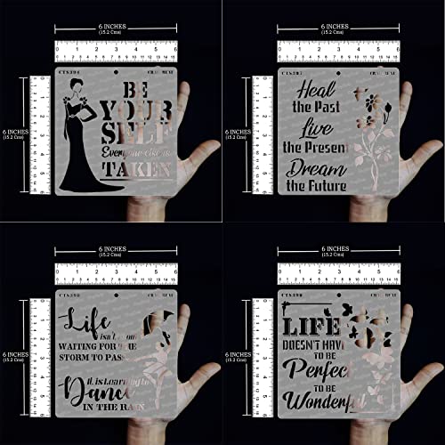 Pochoirs de citation réutilisables CrafTreat pour peinture - Lot de 4 - 15,2x15,2 cm - 4
