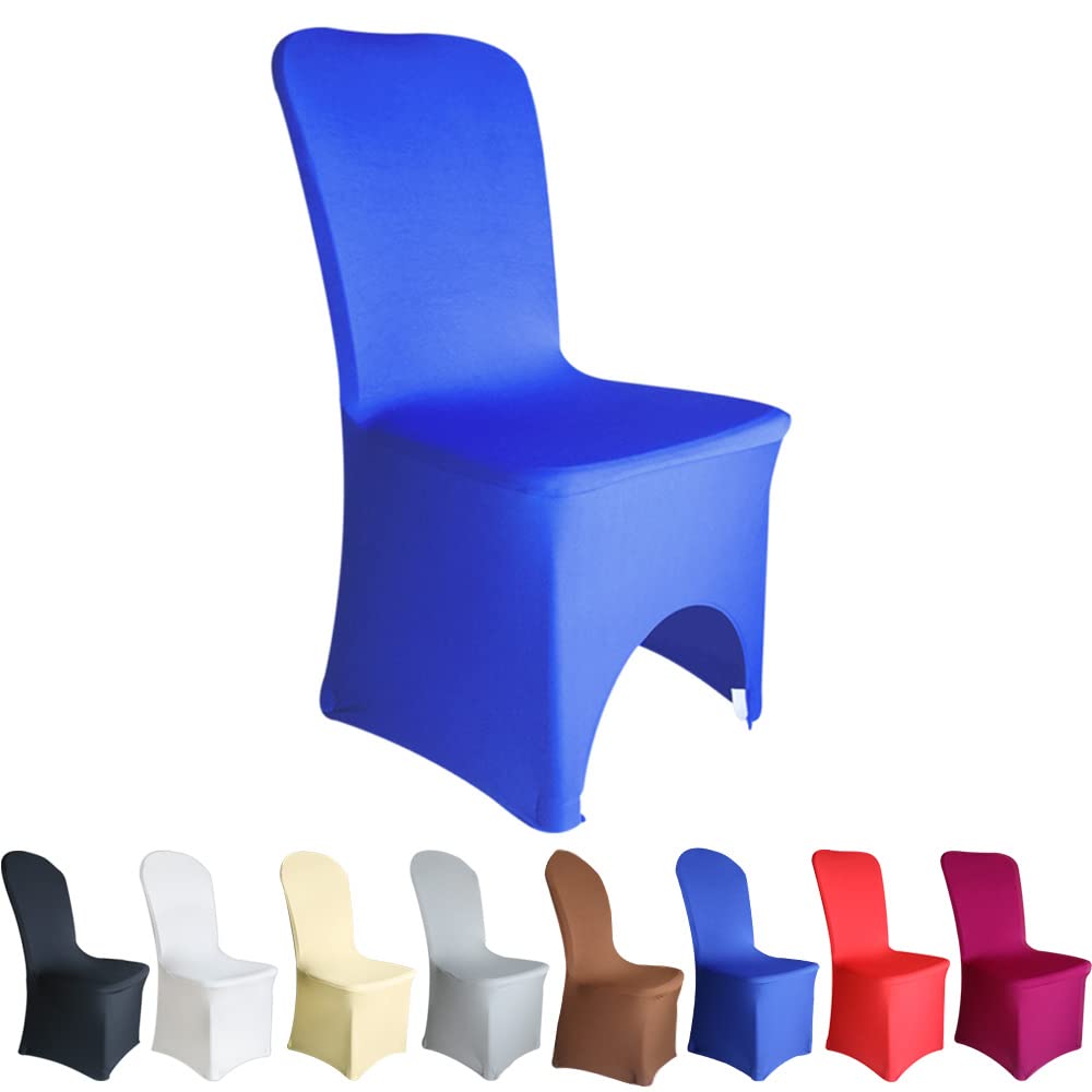 Time to Sparkle Chair Covers Spandex Lycra Stretch Slipcovers Dining Room Wedding Banquet Party Arched Front (Royal Blue Arched)