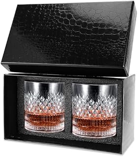Royouzi Zestaw 2 szklanek do whisky, zestaw 2 szklanek do whisky, 2 x 330 ml, zestaw prezentowy, spersonalizowany kieliszek do wina dla mężczyzn, prezent dla miłośników whisky na urodziny