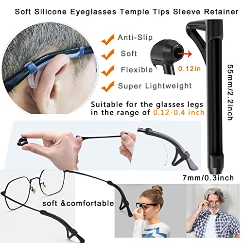 Kechio Upgrade Anti-Slip Eyewear Retainer-Soft And Comfort Glasses Ear Hooks -Glasses Ear Grip 6Pairs (Clear) #TOP2