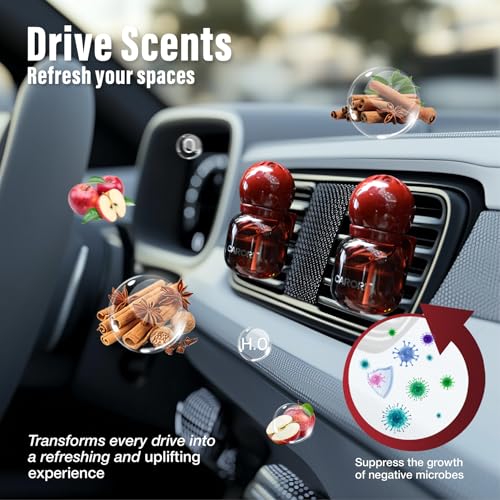 Image of Carori Cute Car Air Freshener 2 Pack, Lightbulb-Shaped Car Fresheners, Automotive Vent Clip, Long Lasting Scent, Essential Oils, Cute Car Accessories for Women (Apple Cinnamon)