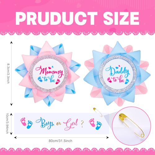 Mom to Be Pin Baby Shower Dad to Be Pin Boy or Gril Sash for Gender Reveals Party Mom to Be Sash Baby Shower Party Favors Decorations for Girls Pregnancy Photo Props Keepsake Gifts