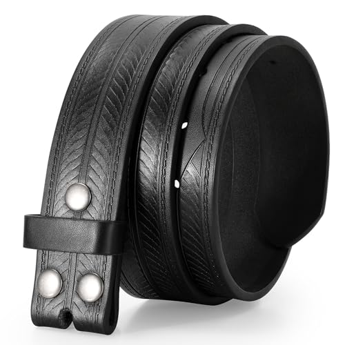Western Belts for Men without Buckle Cowboy Cowgirl Leather Belts Strap for Jeans
