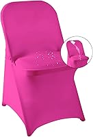 Vista 18 de magalo Paquete de 12 fundas para sillas plegables de elastano negro, impermeables, elásticas, para bodas, fiestas, banquetes de comedor y otros