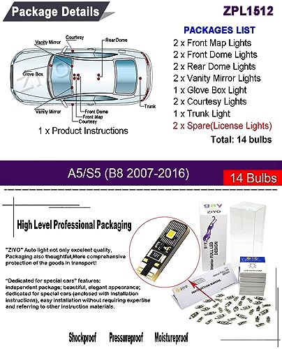 Kit de 14 Bombillas LED Para Interior Audi A5 S5 RS5 miniatura 2