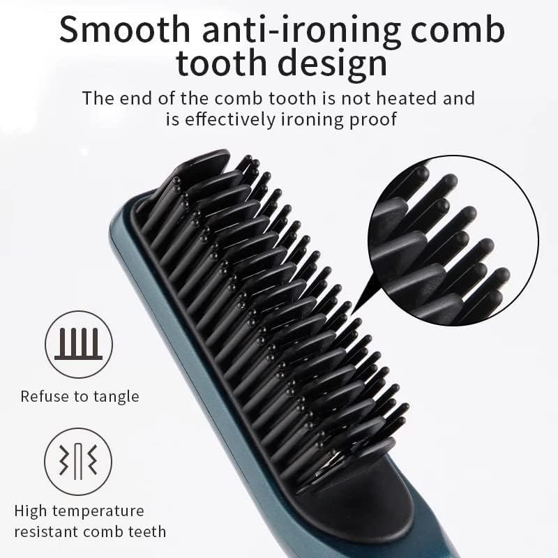 Plancha para el cabello inalámbrica y portátil con cepillo calentador, control de temperatura de tres niveles (160°C, 180°C, 200°C), batería recargable USB, color púrpura miniatura 2