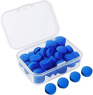 Kulannder 30 Pcs Pool Cue Tips 12mm Billiard Cue Stick Replacement Tips with Clear Box for Snooker Pool Cues (Blue Cue Tips)