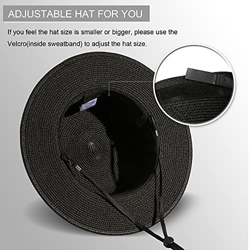 Image of Lanzom Sun Hats for Women Wide Brim Straw Boater Hat Foldable Packable Beach Hat for Summer Fit Size 6 8 /7-7 1 /4